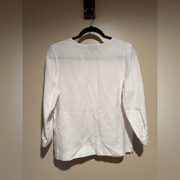 A.P.C.  Rue Madame Paris 3/4 sleeve ruffle front blouse tencel linen blend - Picture 7 of 7